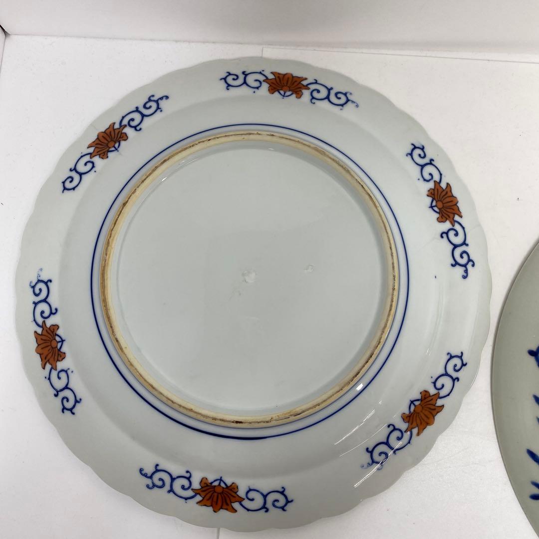 古伊万里 染錦 染付大皿4枚 美人画木箱付 タニコ 東