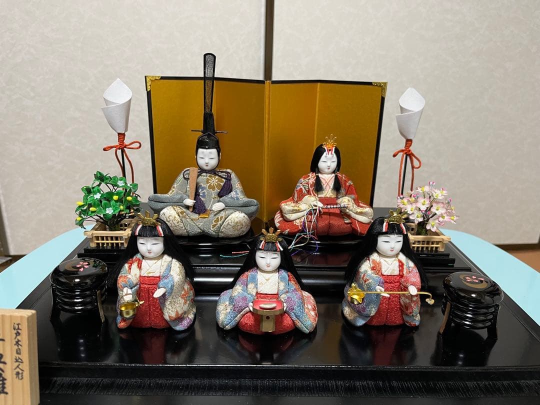雛人形　ケース付き　木村一秀作　木目込雛人形 5体セット