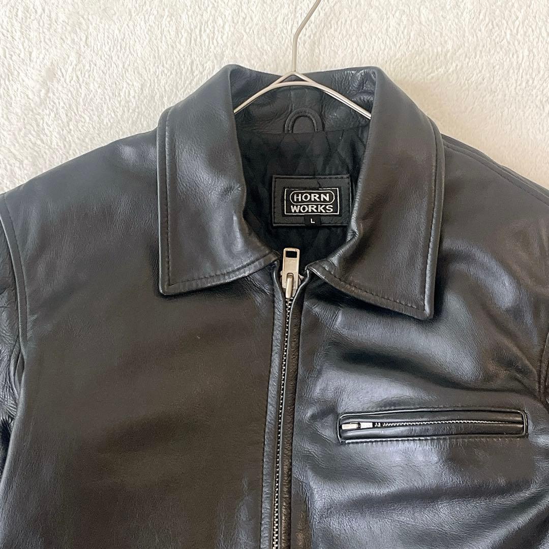 HORN WORKS シングルライダースジャケット レザー 本革 黒 サイズL
