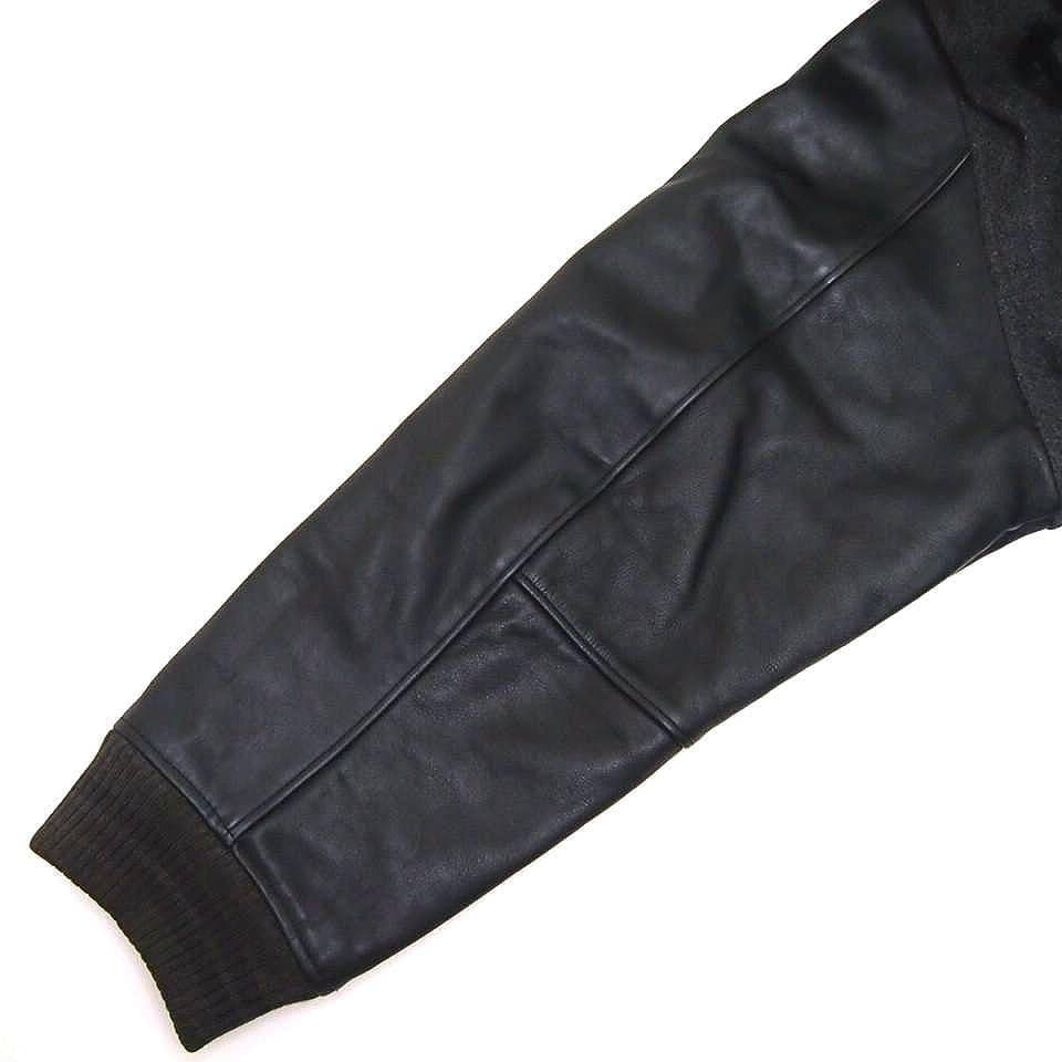 00s★2XL　ティンバーランド　レザー×メルトン　刺繍デカロゴ　スタジャン　黒