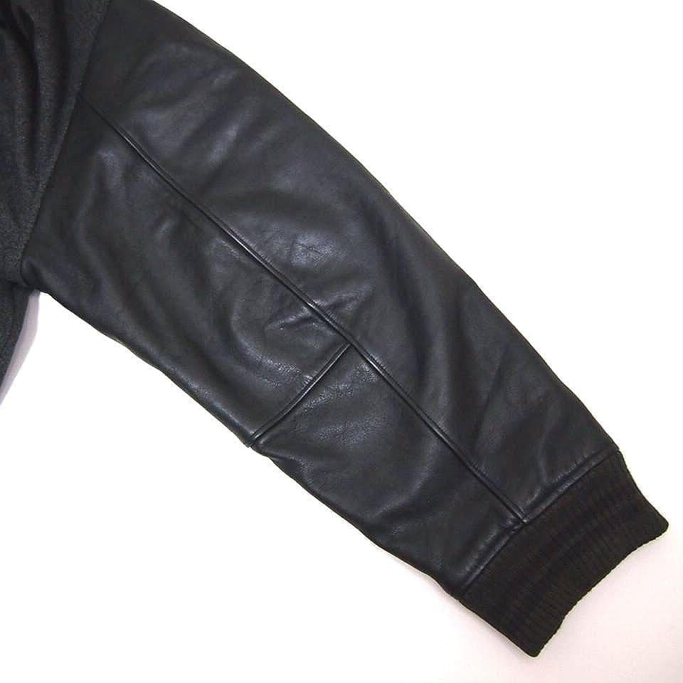 00s★2XL　ティンバーランド　レザー×メルトン　刺繍デカロゴ　スタジャン　黒