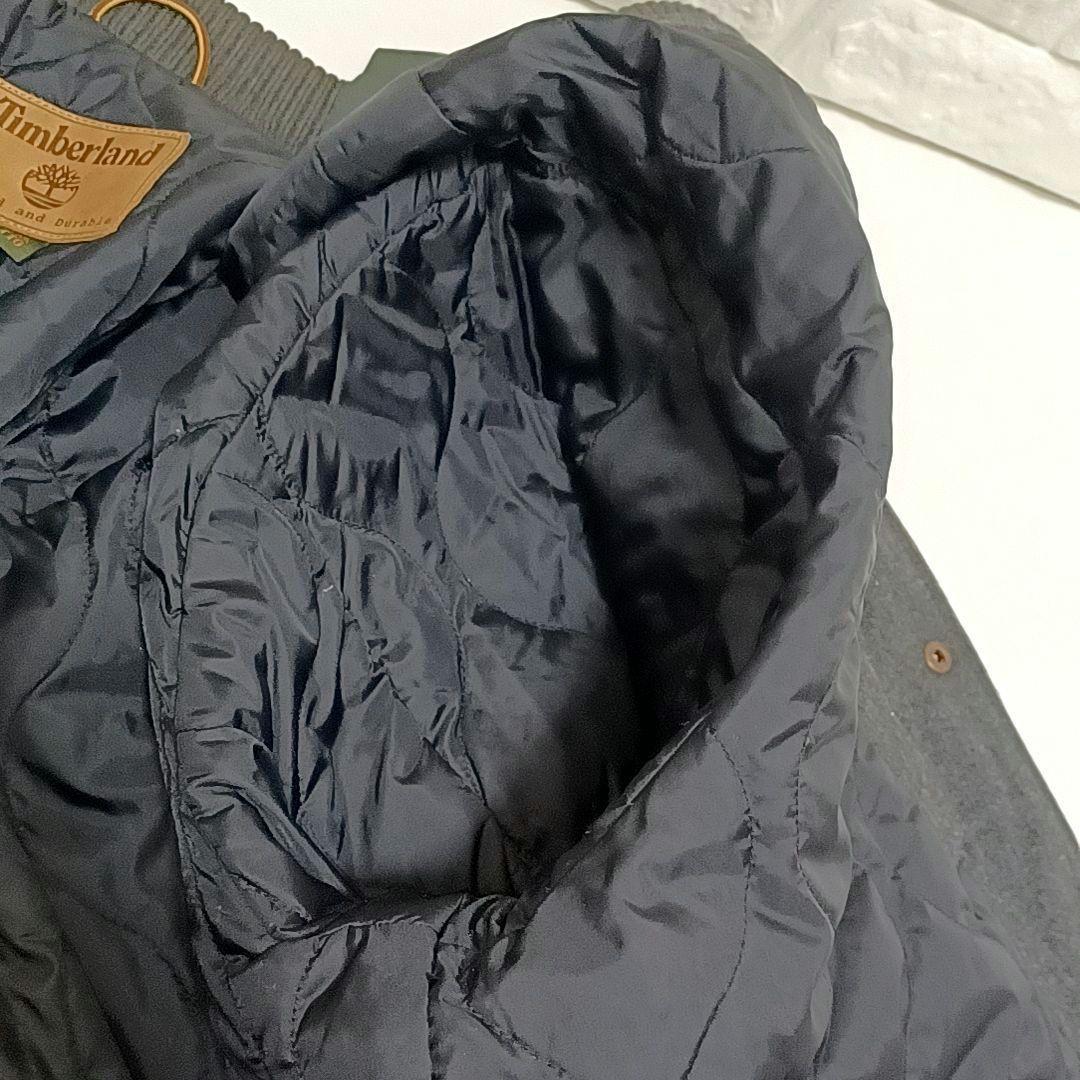00s★2XL　ティンバーランド　レザー×メルトン　刺繍デカロゴ　スタジャン　黒