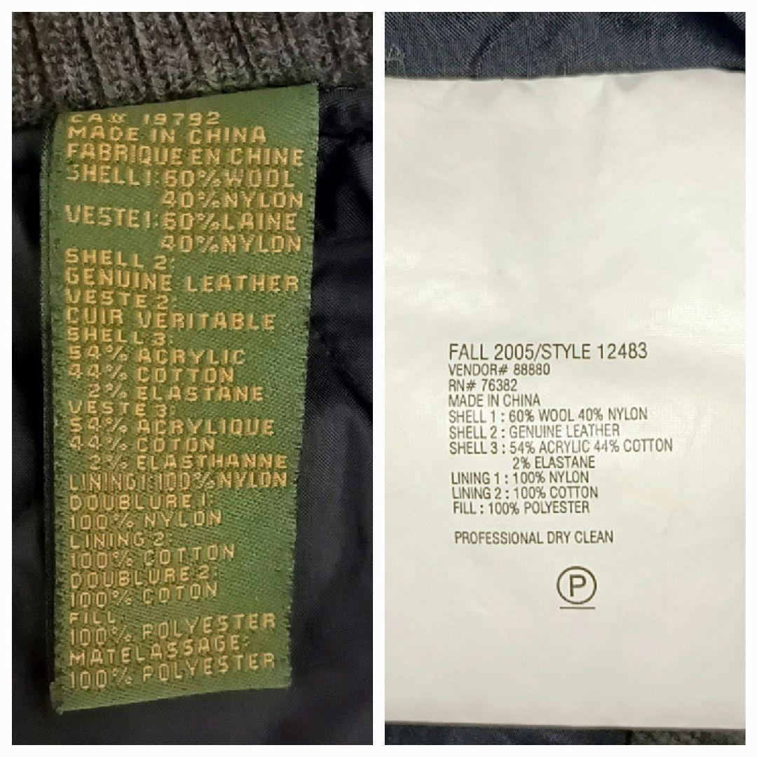 00s★2XL　ティンバーランド　レザー×メルトン　刺繍デカロゴ　スタジャン　黒