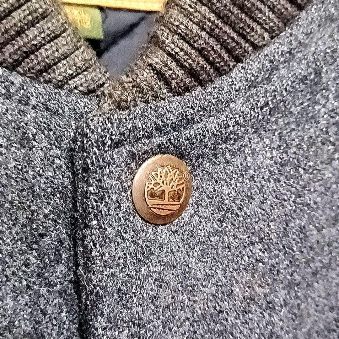 00s★2XL　ティンバーランド　レザー×メルトン　刺繍デカロゴ　スタジャン　黒