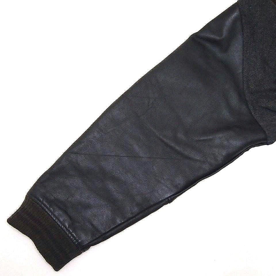 00s★2XL　ティンバーランド　レザー×メルトン　刺繍デカロゴ　スタジャン　黒