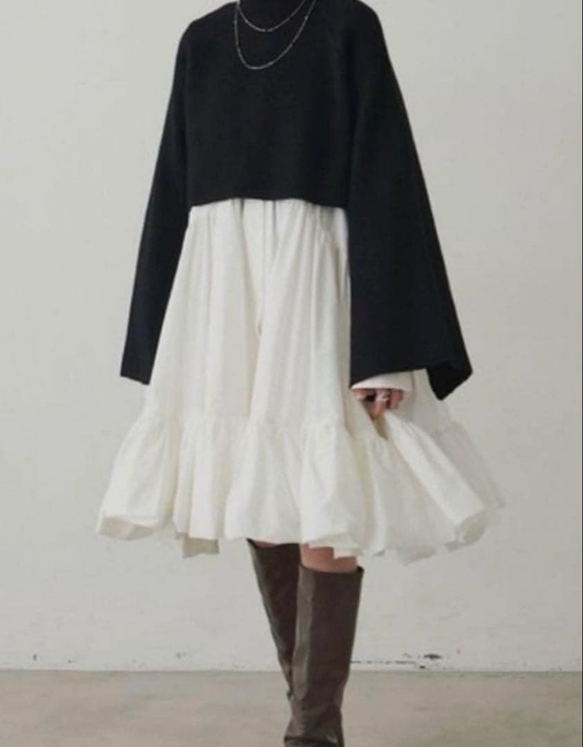 la belle etude 裾バルーンボリュームシャツワンピース