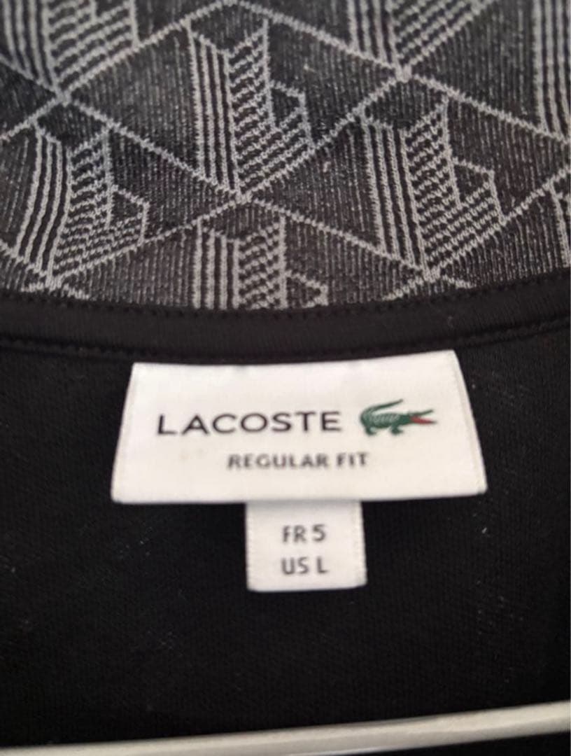 LACOSTE トラックジャケット　モノグラム　総柄　ブラック