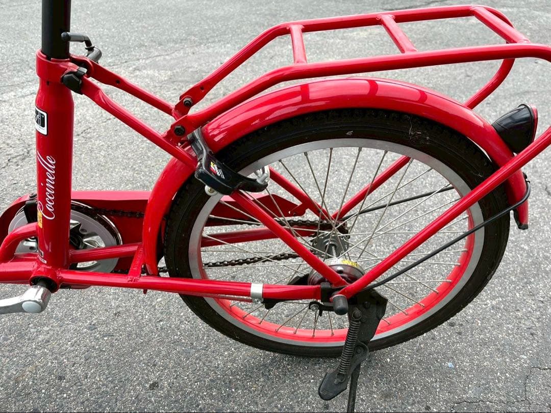 coccinelle 自転車 赤 レトロ おしゃれ コンパクト車【引き取り