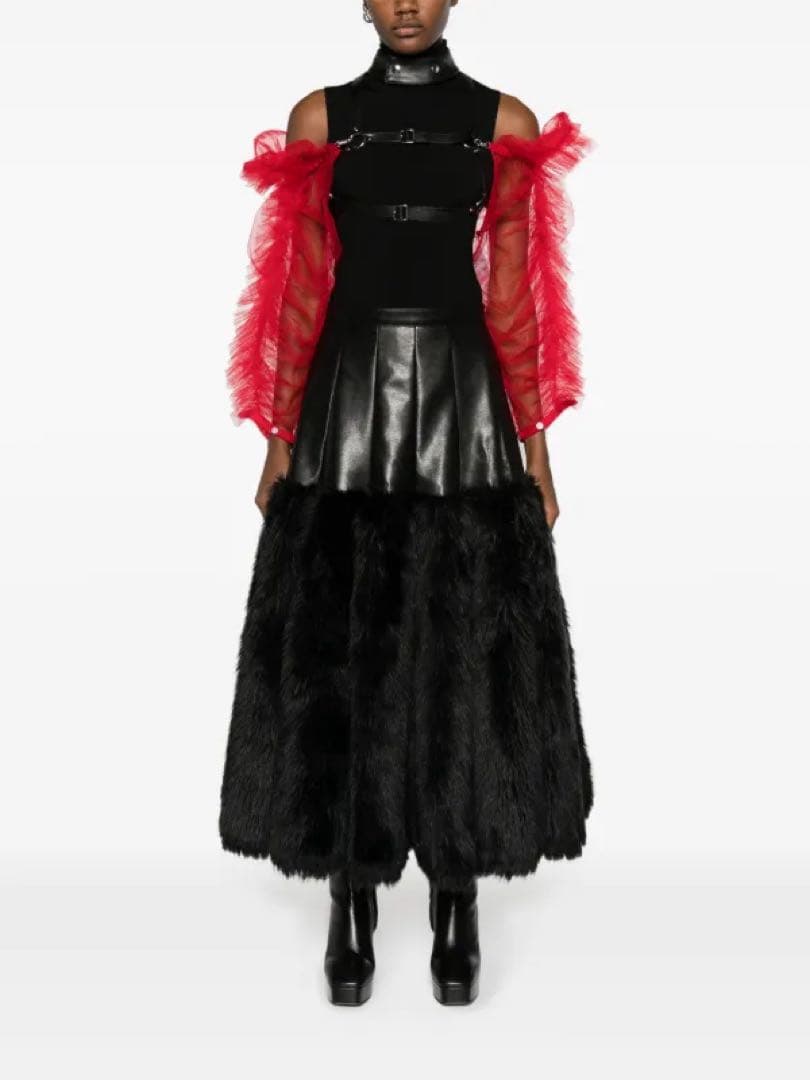 noir keininomiya チュールスリーブ レザートップ　ハーネス