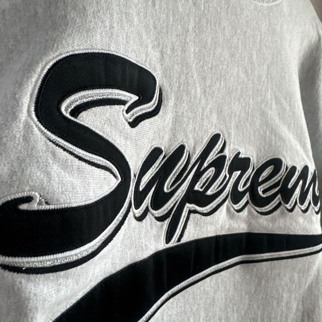 Supreme グレー ロゴ刺繍 スウェット サイズS