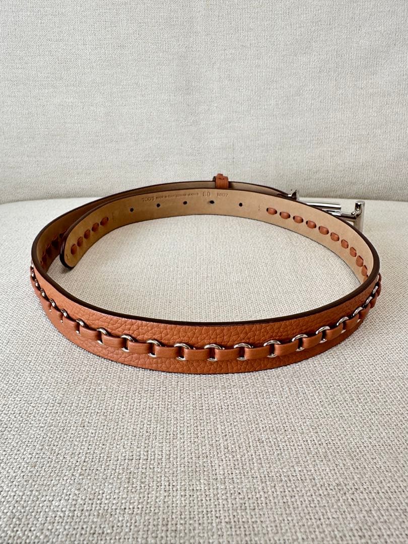 トッズ TOD’S レザー ベルト ライトブラウン レディース