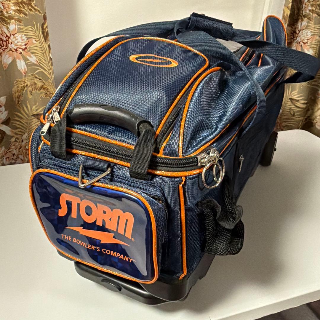 おまけ付！STORM 3個入りボウリング用バッグ ネイビーブルー/オレンジ