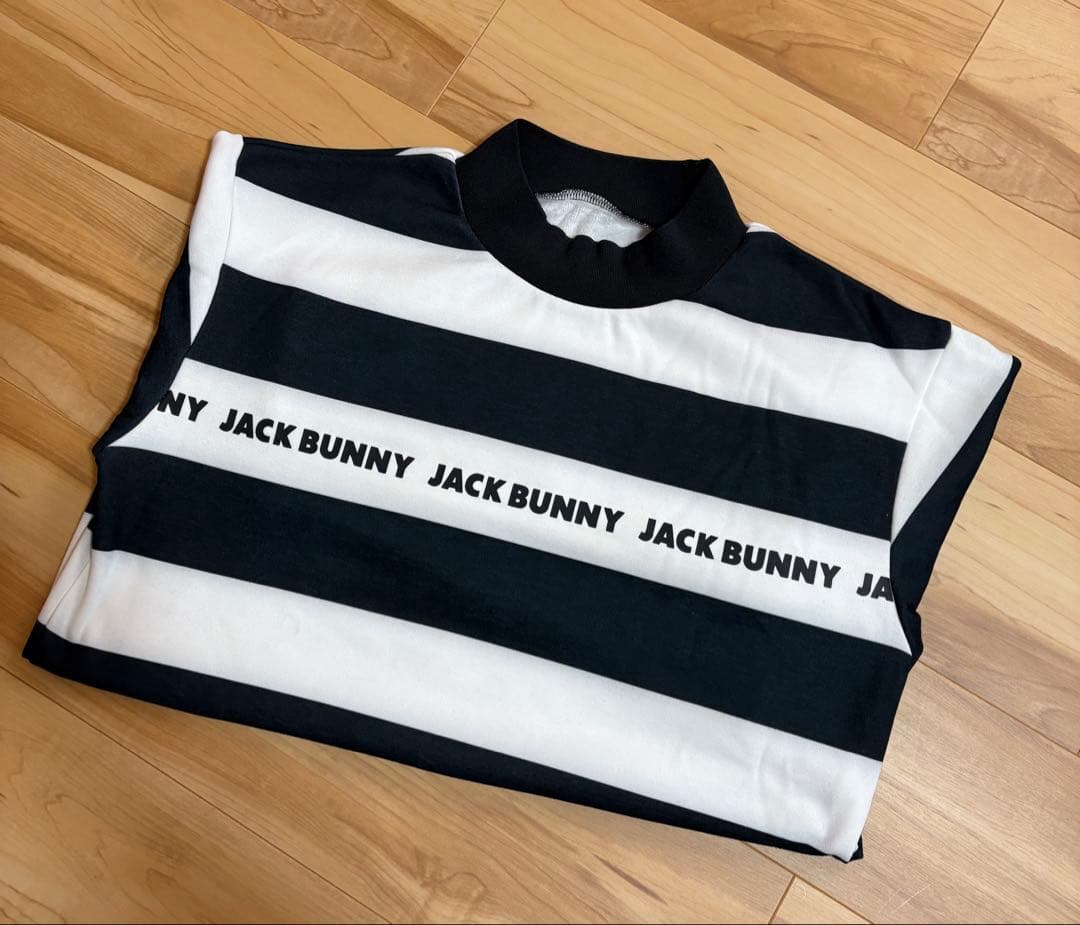 JACK BUNNY 裏起毛 白黒 ボーダー ハイネックプルオーバー 4（M）