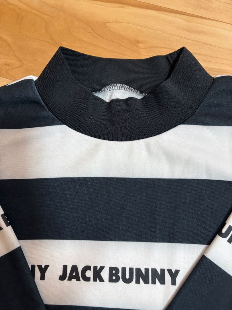 JACK BUNNY 裏起毛 白黒 ボーダー ハイネックプルオーバー 4（M）