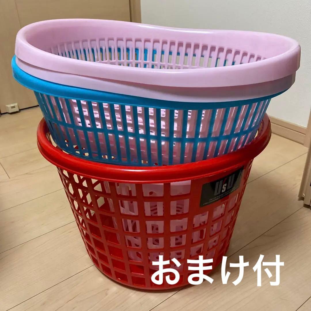 昭和レトロ 脱衣かご 7個セット レトロポップ バスケット プラスチック