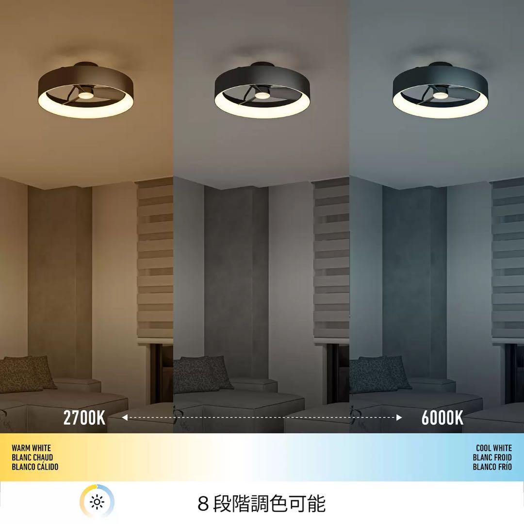 LEDシーリングファン ブラック 2000ルーメン