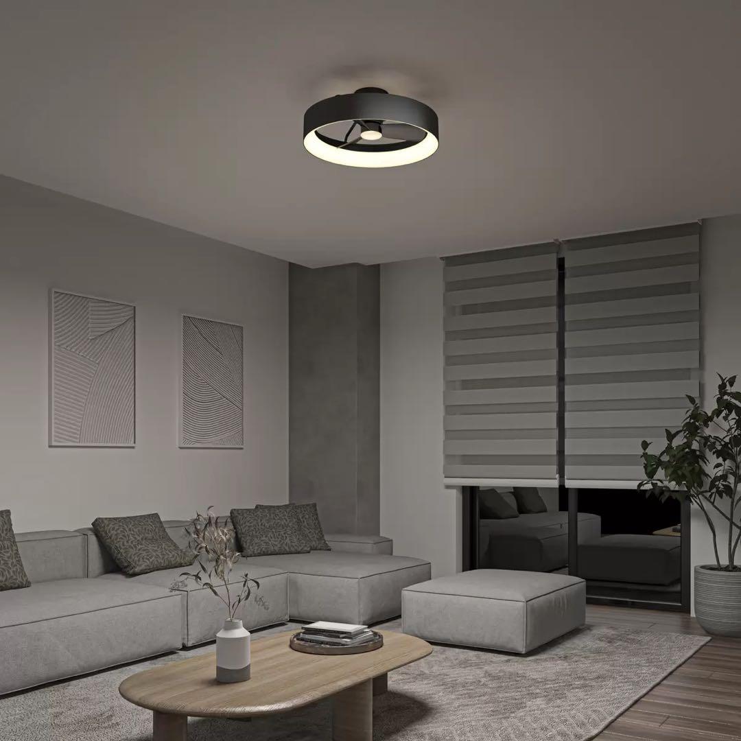 LEDシーリングファン ブラック 2000ルーメン