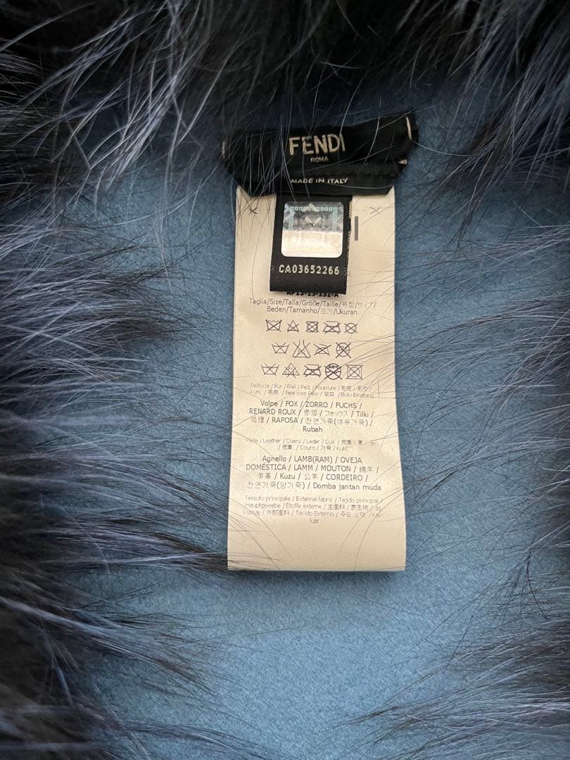 【極美品】FENDI フェンディ フォックスファー/レザーフリンジ ポンチョ