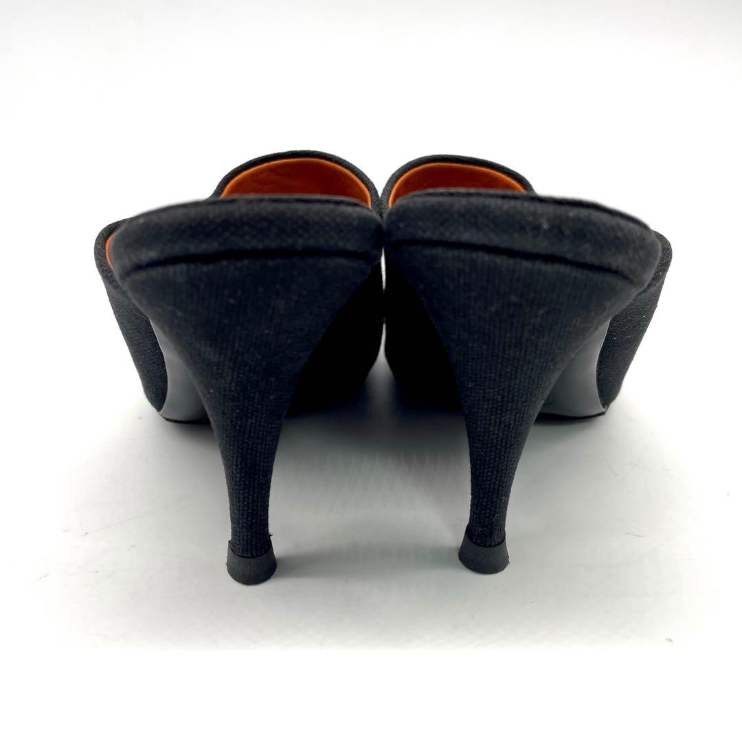 シャネル サンダル ミュール ココマーク キャンバス ブラック オレンジ