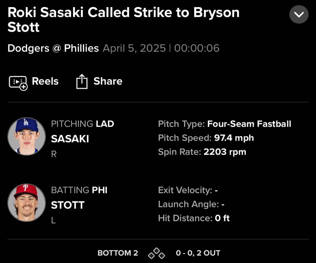 佐々木朗希　ルーキーイヤー! 2025年ゲーム実使用ボール　MLB