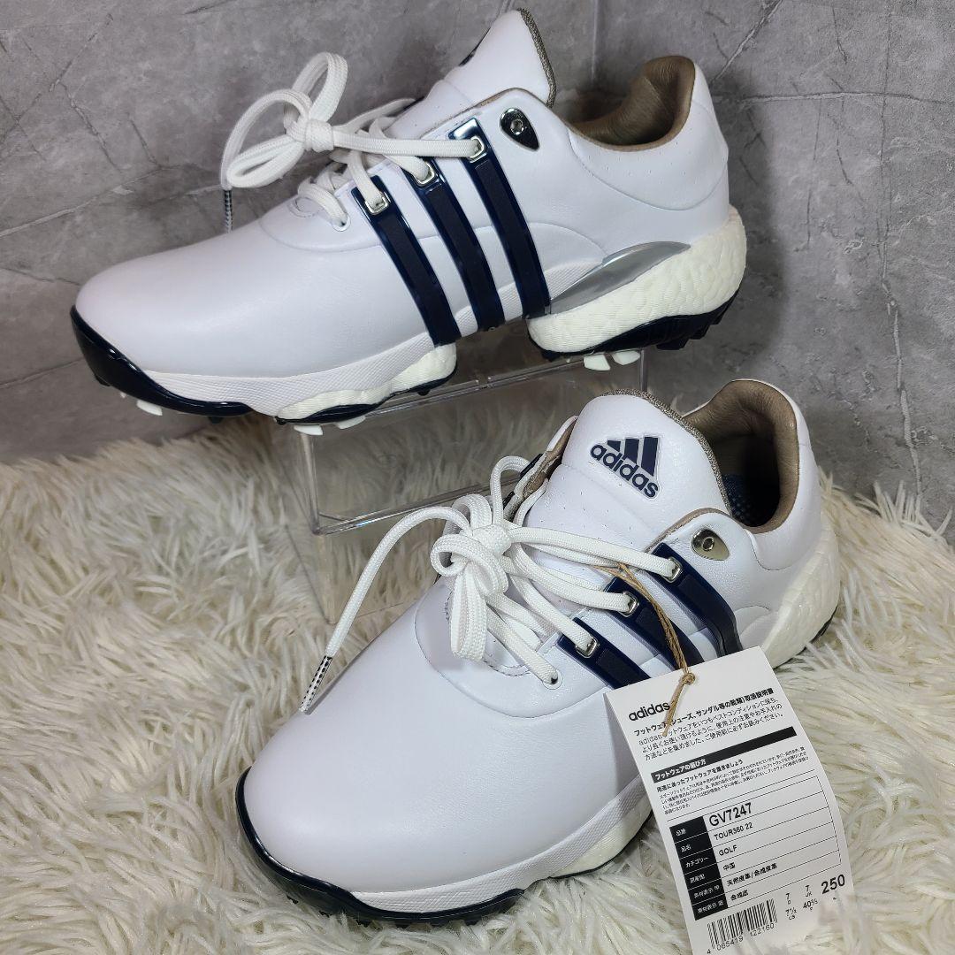 25cm【adidas】TOUR360 22 ゴルフシューズ　本革　スパイク