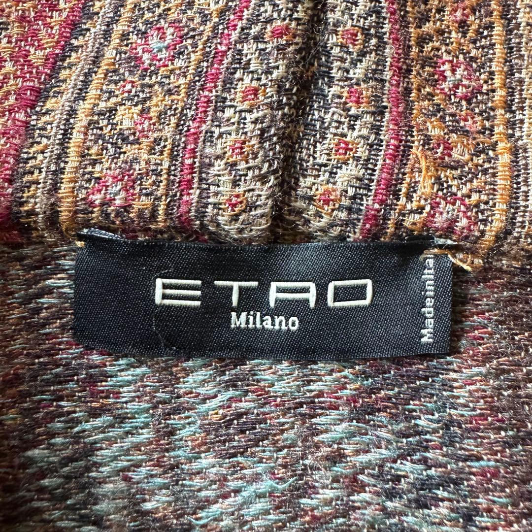 極美品　エトロ　ポンチョ　フード　ペイズリー　フード　ケープ　コート