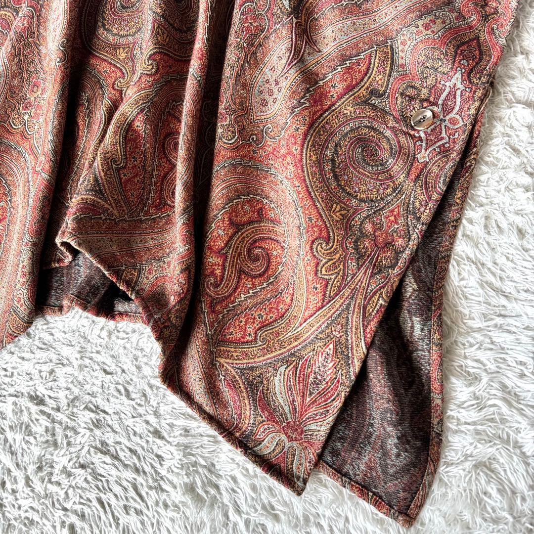 極美品　エトロ　ポンチョ　フード　ペイズリー　フード　ケープ　コート