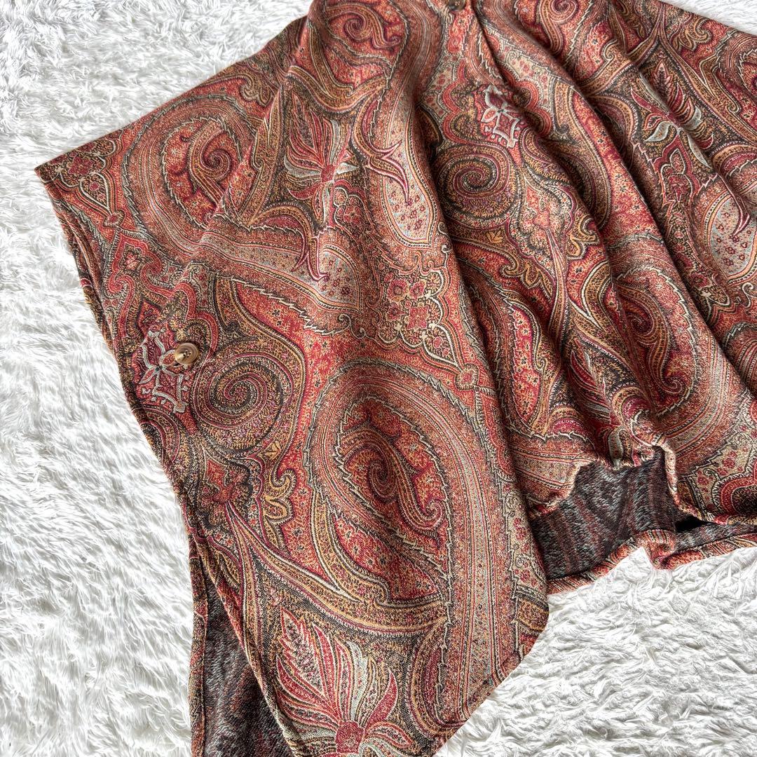 極美品　エトロ　ポンチョ　フード　ペイズリー　フード　ケープ　コート