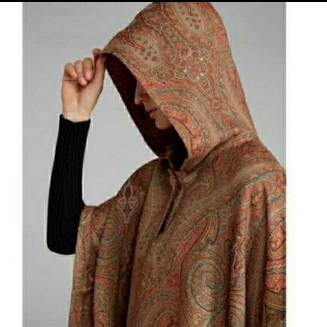 極美品　エトロ　ポンチョ　フード　ペイズリー　フード　ケープ　コート