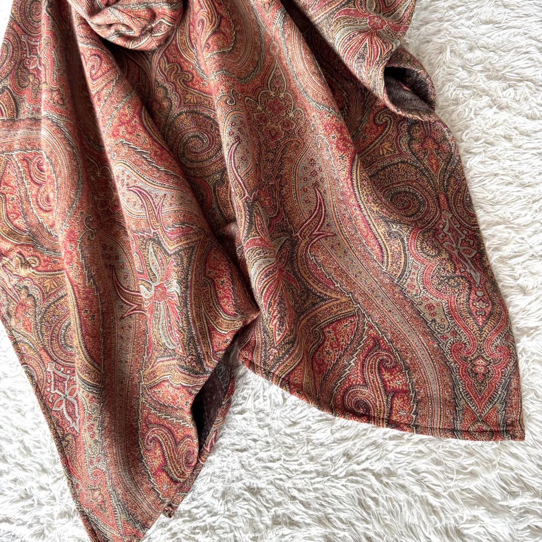 極美品　エトロ　ポンチョ　フード　ペイズリー　フード　ケープ　コート