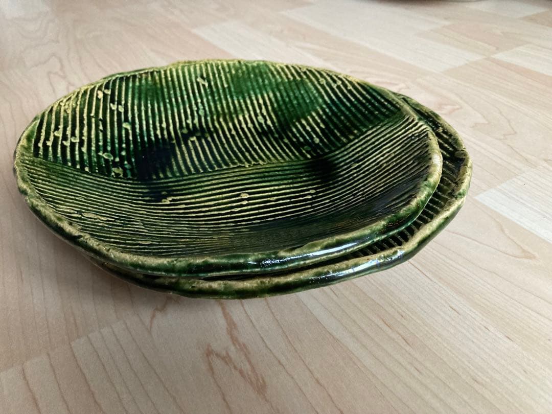 美濃焼(みのやき) 総織部櫛目7.5盛皿