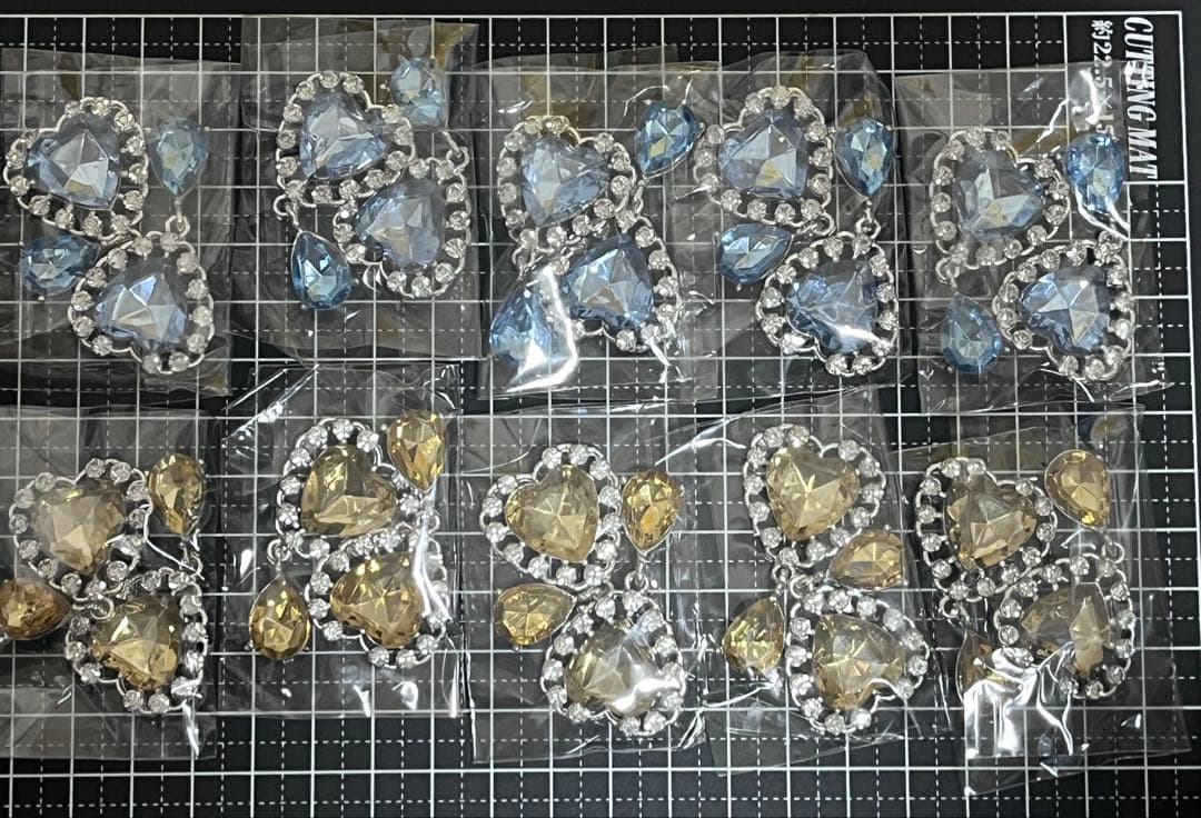 パール ビジュー ハート センター パーツ 藍色 18個