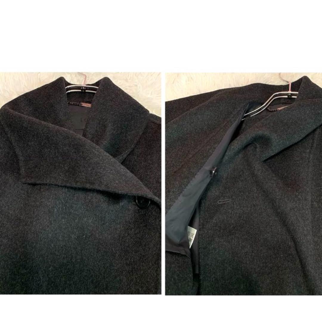 D57. ICB【カシミヤ混/女優襟◇ロングコート】S ベルト Aライン