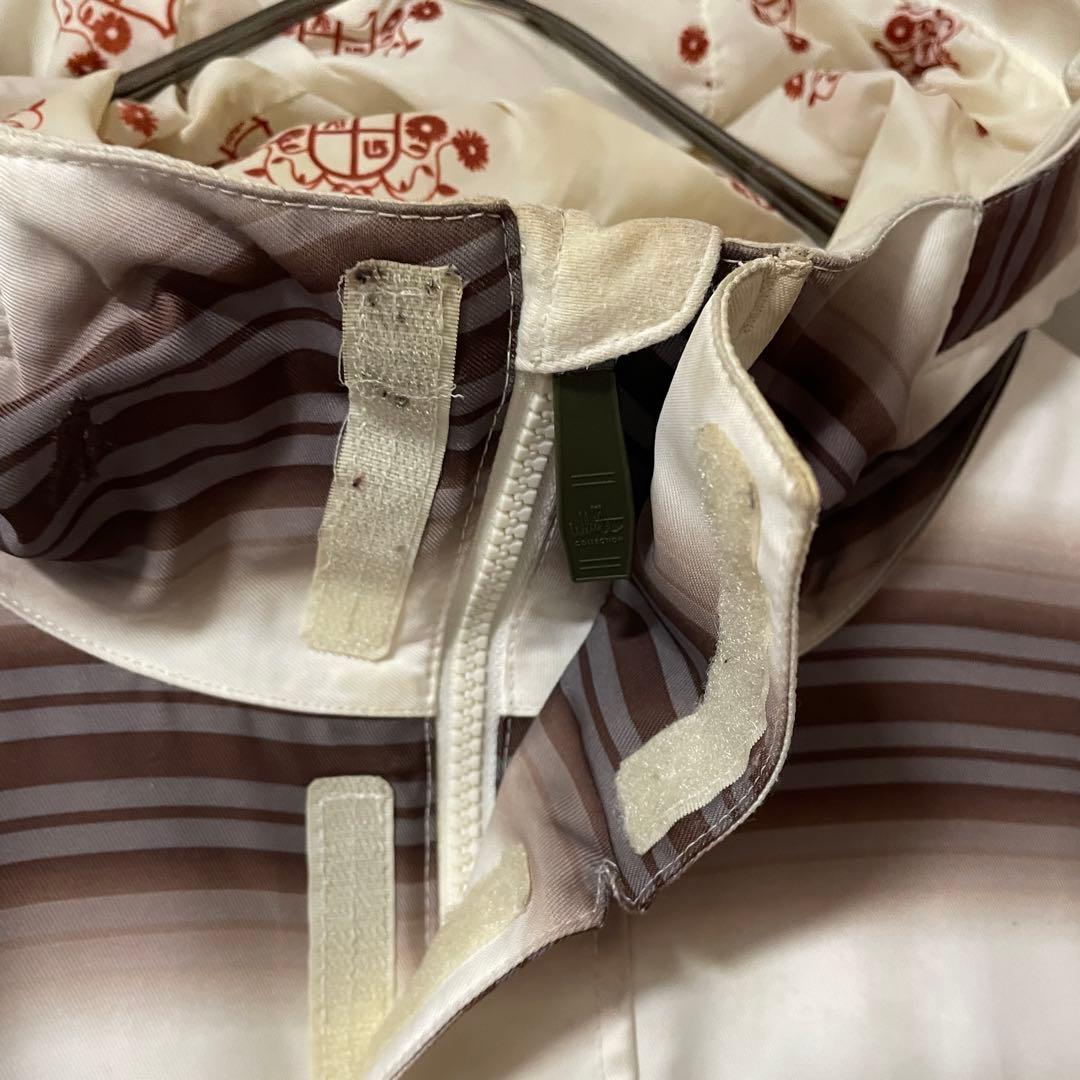 Burtonバートンスキーウェアスノーボードジャケットパーカー白茶色ボーダー希少