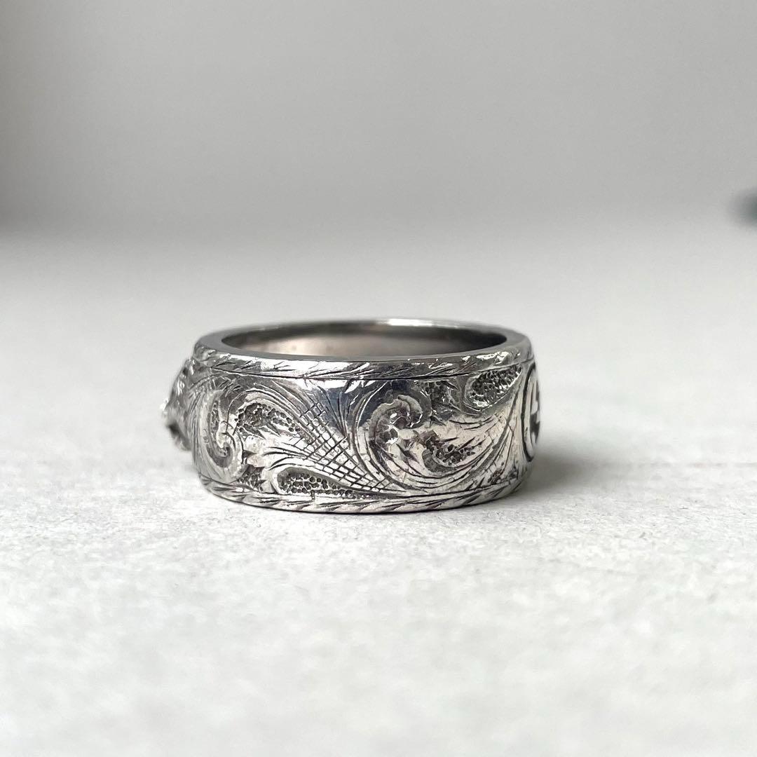 GUCCI グッチ シルバー リング 19号 虎 キャットヘッド ミケーレ