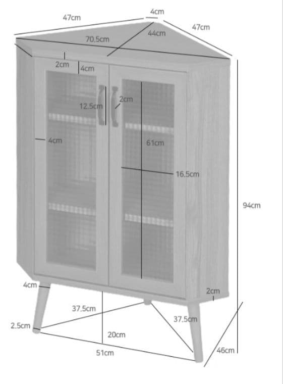 引き取り限定】コーナーキャビネット 収納棚 コーナーラック 棚の高さ
