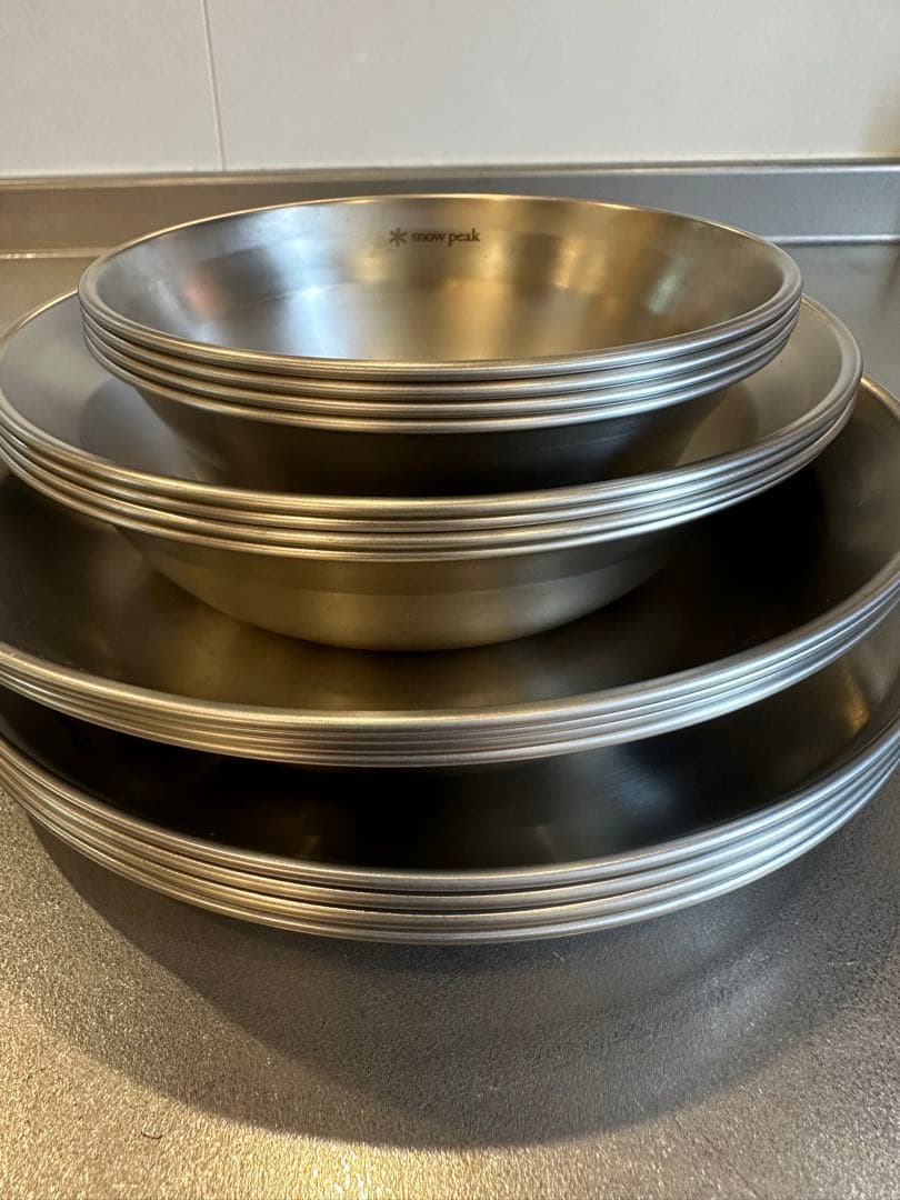スノーピークテーブルウェアセットLファミリー （ステンレス製ボウル収納袋付き）