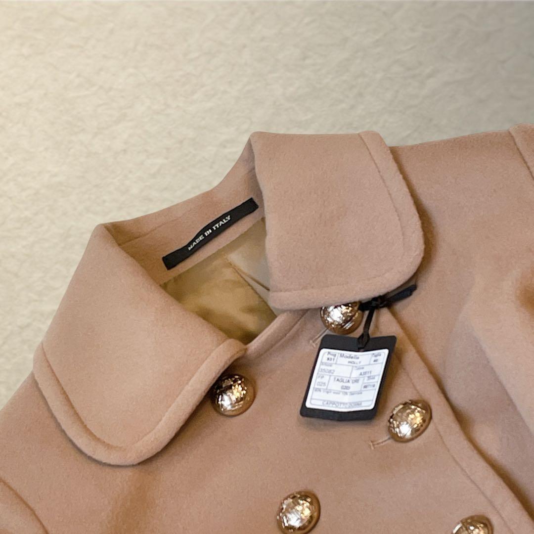 タリアトーレ　イタリア製　カシミヤ混　ロングコート　金ボタン　キャメル色　M相当