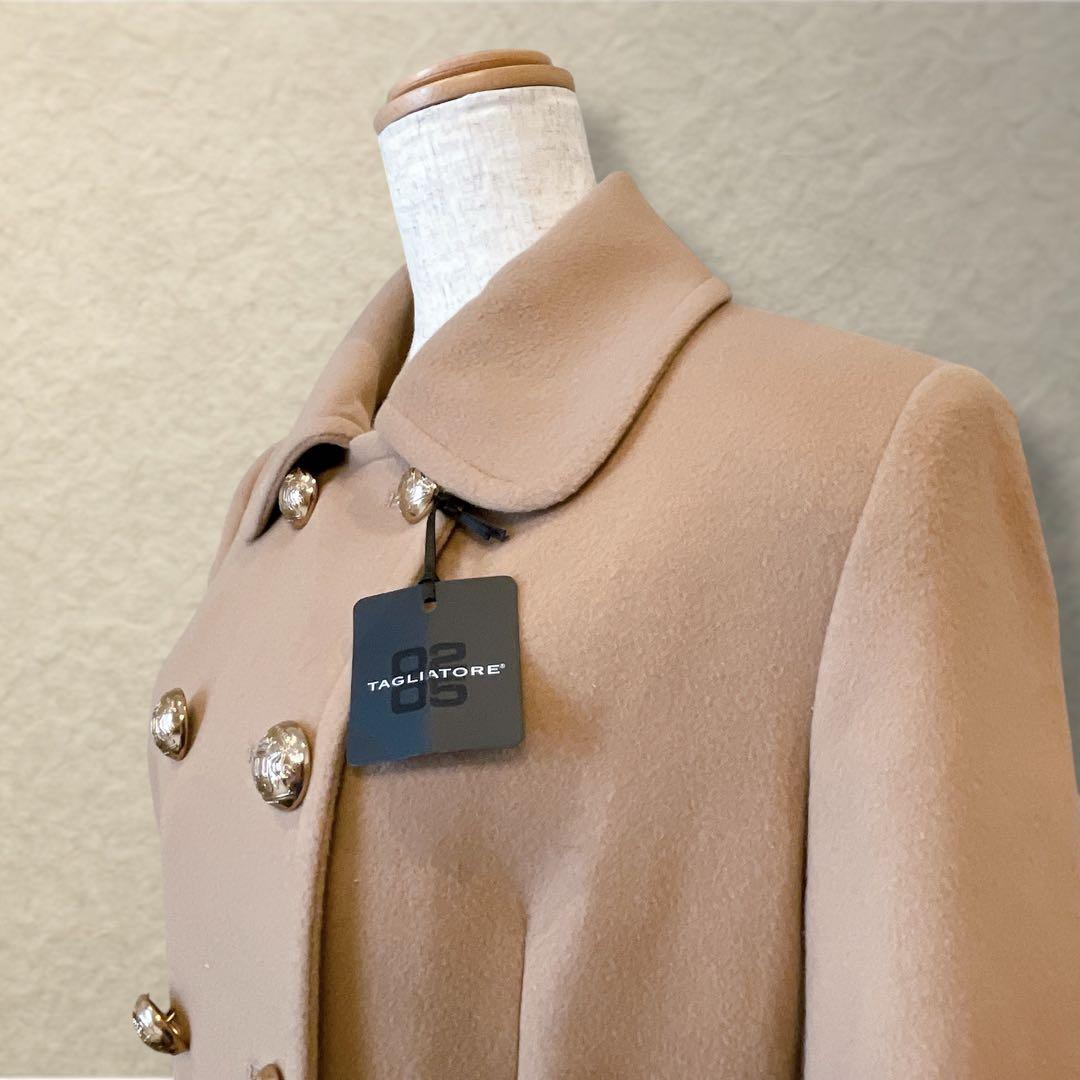 タリアトーレ　イタリア製　カシミヤ混　ロングコート　金ボタン　キャメル色　M相当