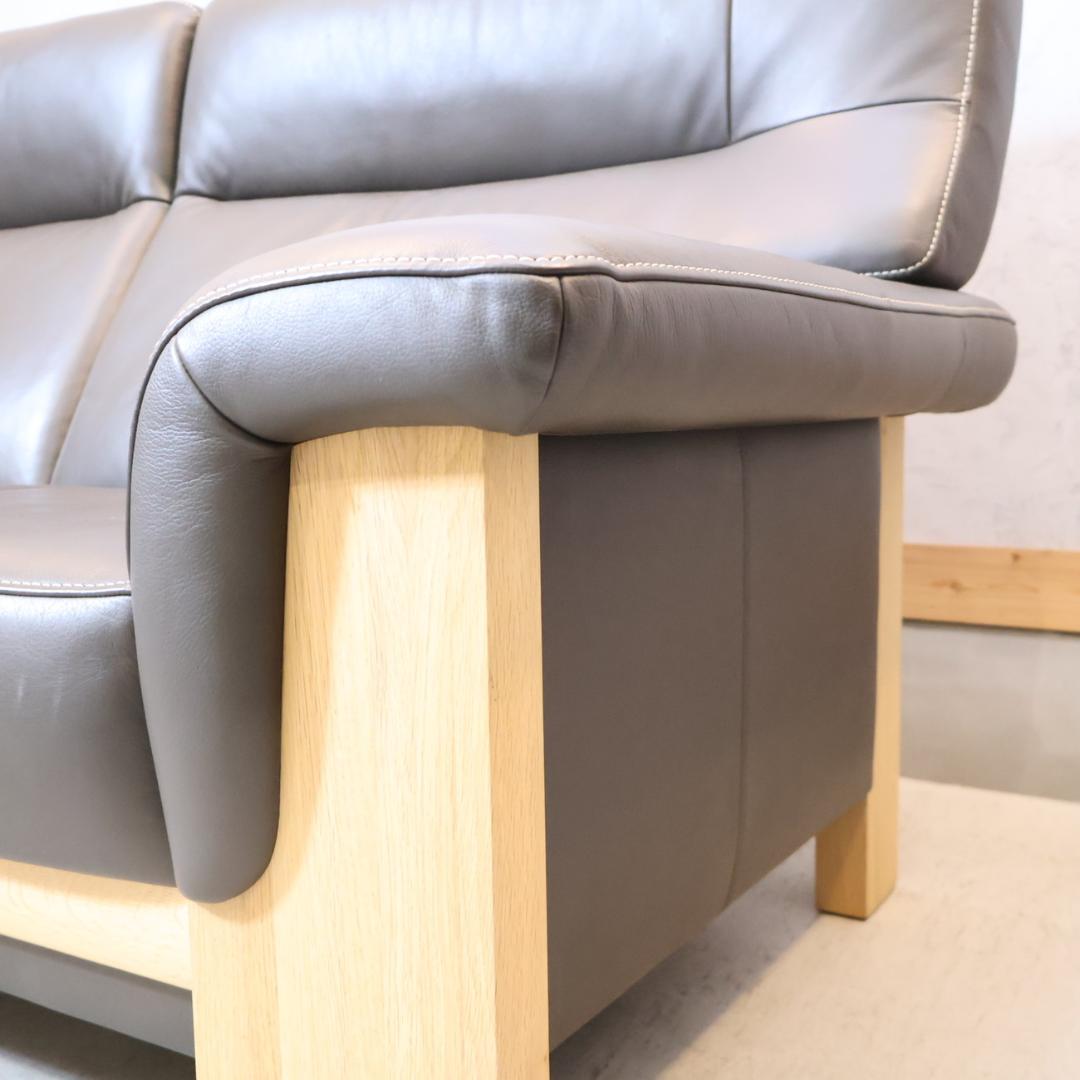 karimoku カリモク ZU79 2人掛けソファ 本革張 肘掛ソファ