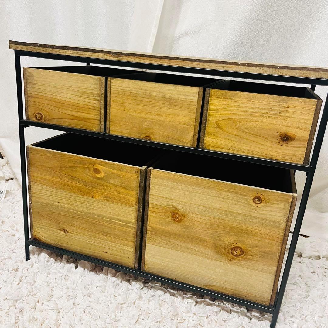 【美品】salut! サリュ アイアンウッド 5ドロワーマルチラック　おしゃれ