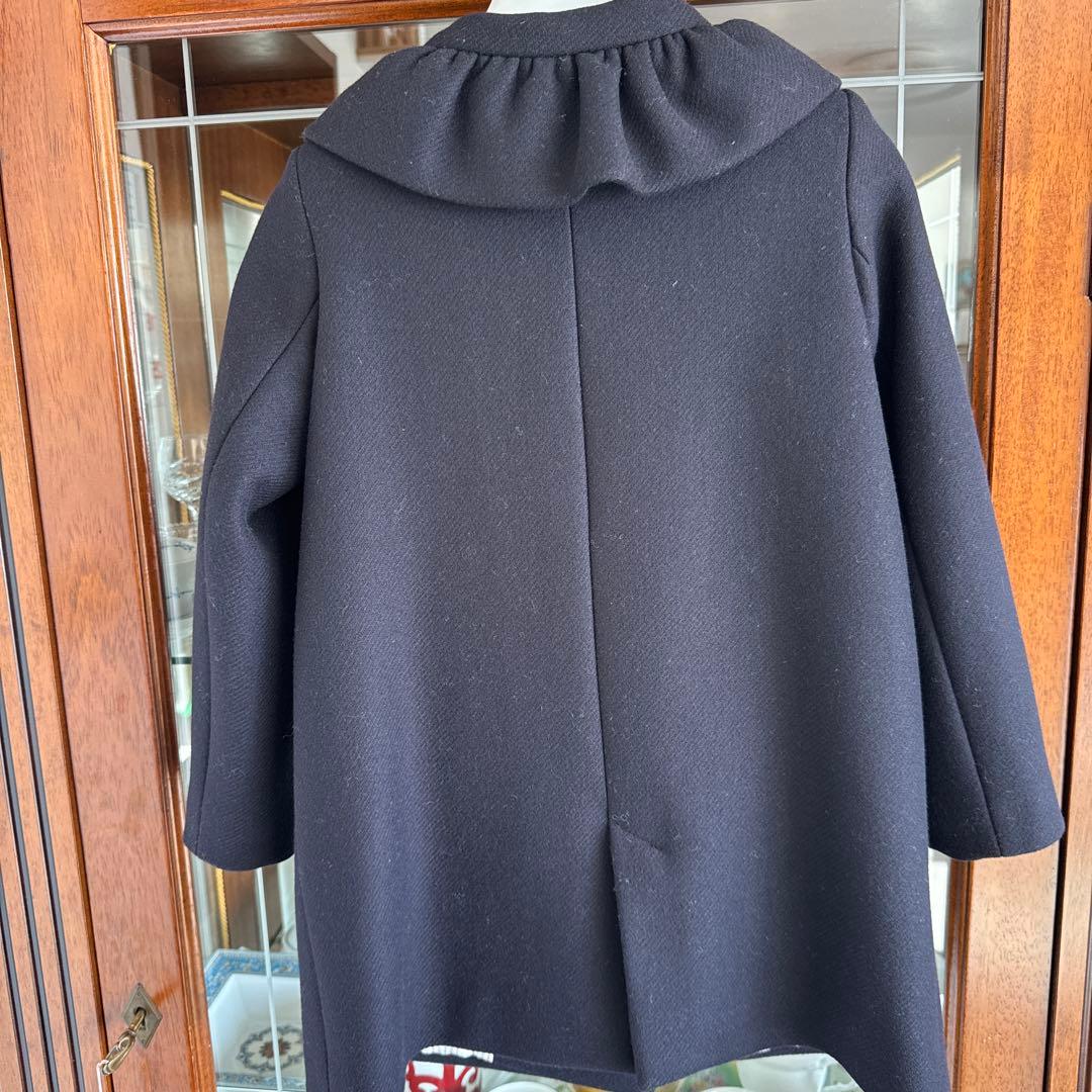 Bonpointネイビー ダブルブレストコート フリル付き6A