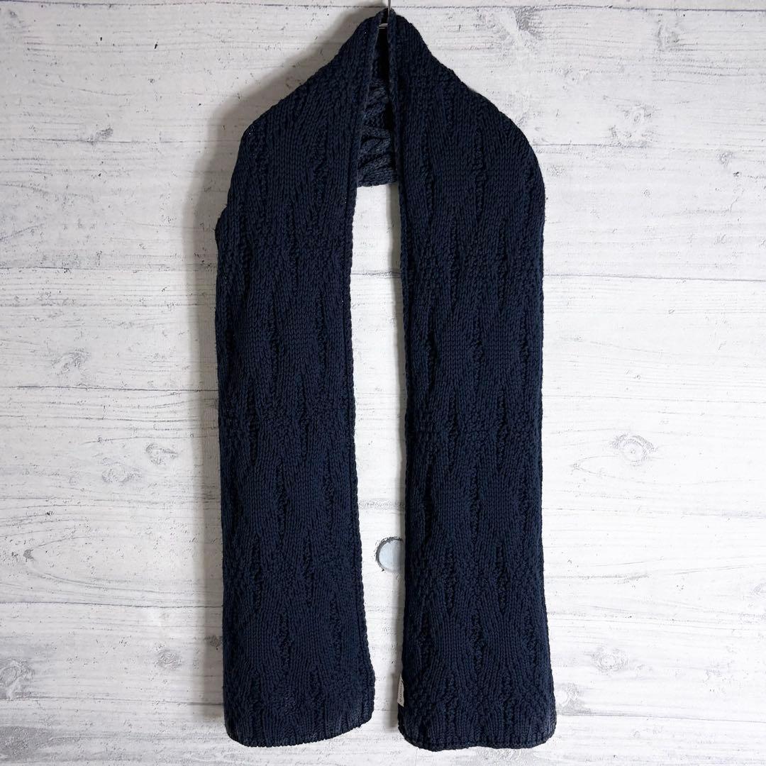 美品✨モンクレール SCIARPA ケーブル編み ラバーロゴ マフラー ストール