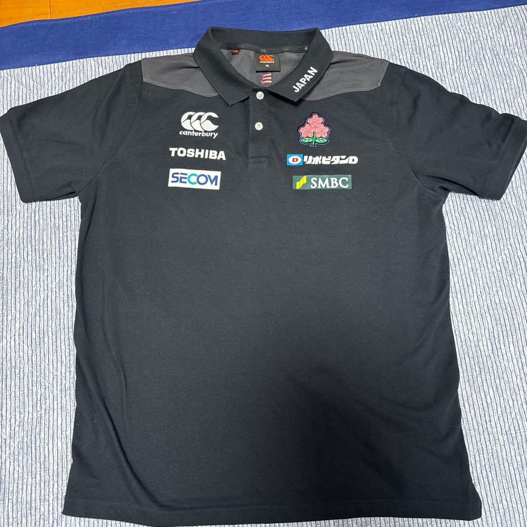 canterbury カンタベリー 日本代表 ラガーシャツ XL 黒 企業ロゴ