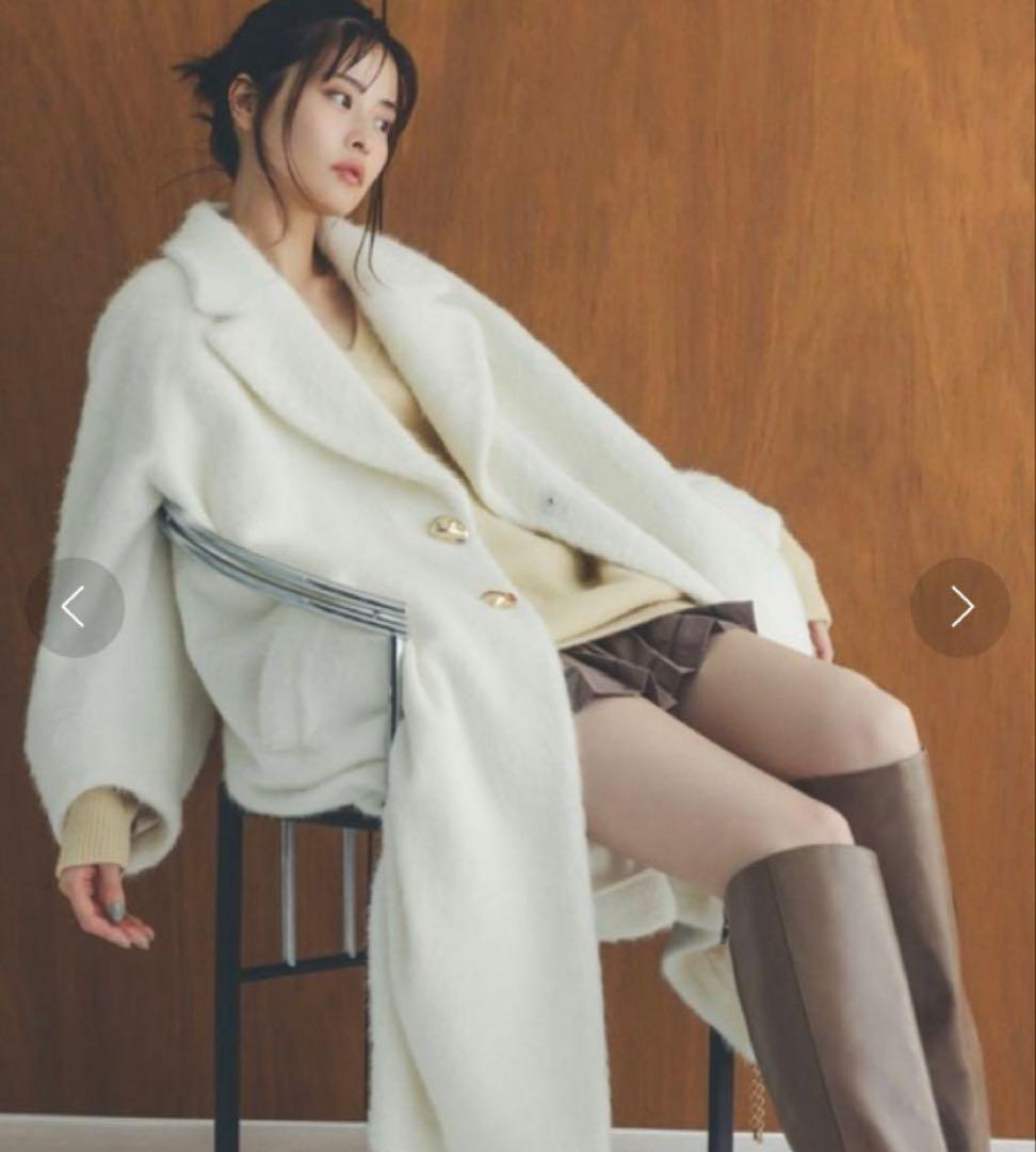 新品】SNIDEL シャギーロングコート アイボリー0 - メルカリ