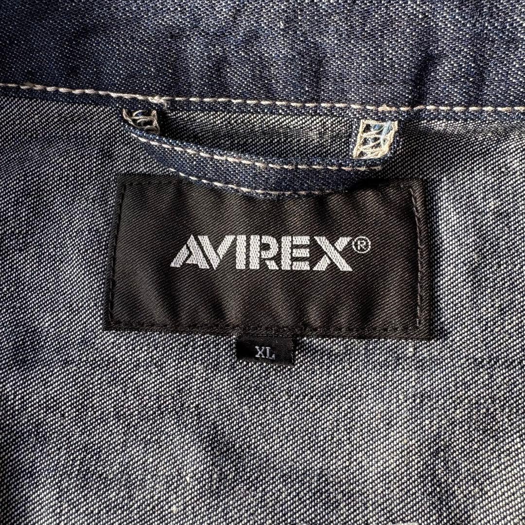 未使用品 AVIREX Gジャンデニムジャケット 刺繍 バックロゴ XL