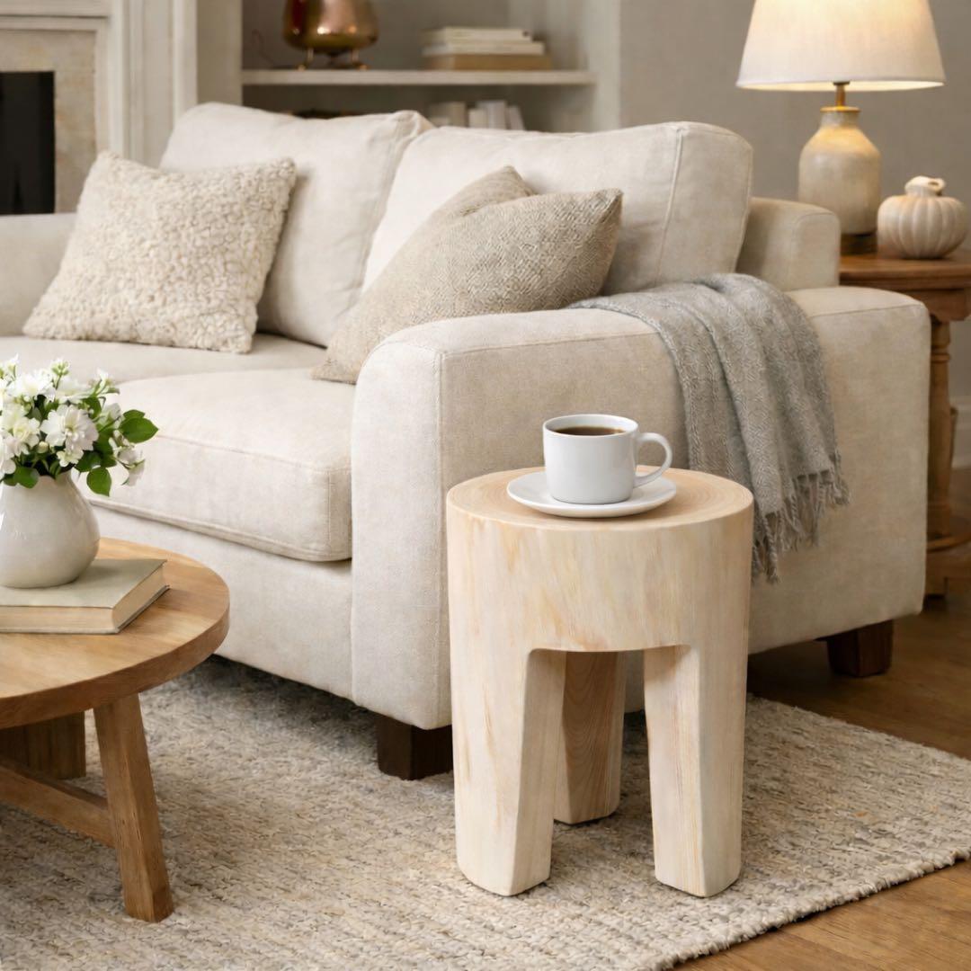 ヒノキ香る天然無垢スツール｜森を歩くようにリラックスできる！ 椅子 丸太 花台