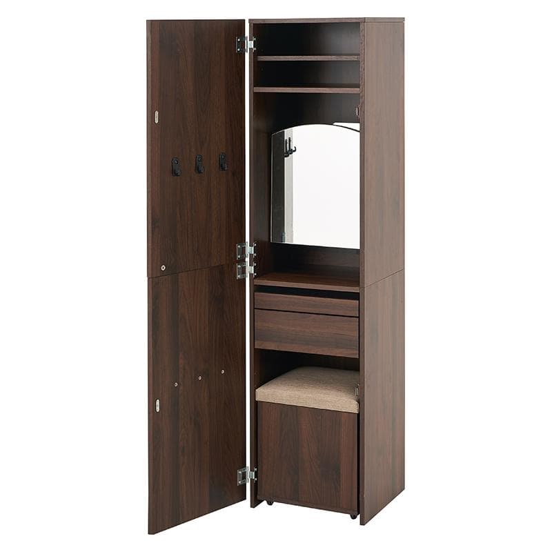 大容量収納姿見ドレッサー ブラウン[8271]