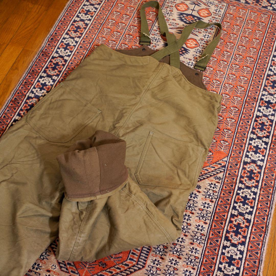 米軍実物N-1デッキパンツ U.S.N.オーバーオール オリーブドラブ L相当