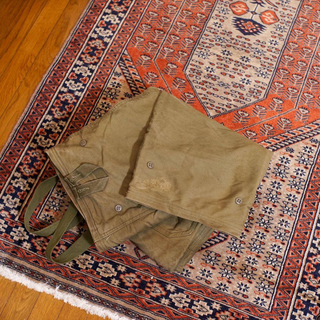 米軍実物N-1デッキパンツ U.S.N.オーバーオール オリーブドラブ L相当